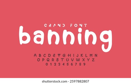 Kids style colorful font design, playful childish alphabet, letters and numbers