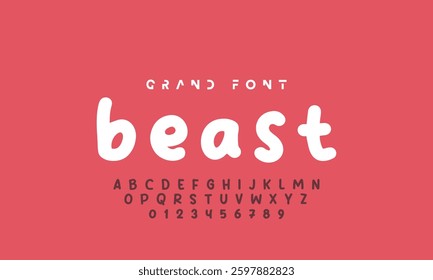 Kids style colorful font design, playful childish alphabet, letters and numbers