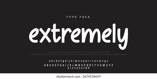 Kids style colorful font design, playful childish alphabet, letters and numbers