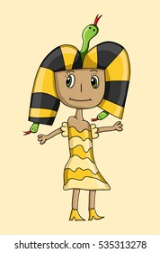 kids style drawing of Queen Cleopatra vector