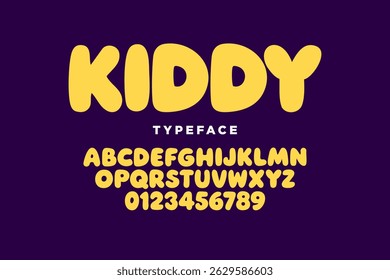 Kids style  font design, playful childish alphabet, letters and numbers vector illustration