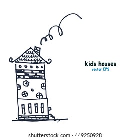 Kids style houses illustration picture. Picture set