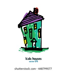 Kids style houses illustration vector picture.