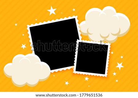 kids style photo frames with clouds and stars