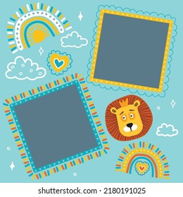 Kids style photo frames lion king