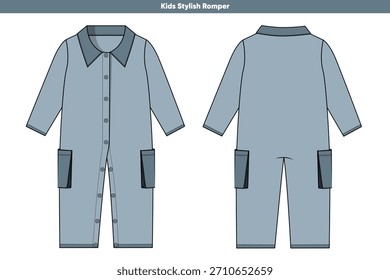 Kids Stylish Romper Vektor Flache Zeichnung