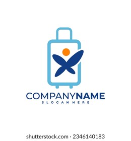 Kids Suitcase Logo-Design-Vektorgrafik. People Suit Logo Design Template Konzept