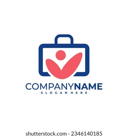 Kids Suitcase logo design vector. People Suitcase logo design template concept