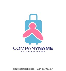 Kids Suitcase logo design vector. People Suitcase logo design template concept