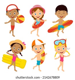 kids summer activity set, illustration,vector