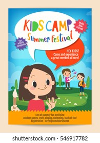 Kids Summer Camp Education Advertising Poster Flyer Template