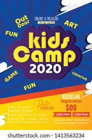 Kids Summer Camp Fest activities of banner poster design template for