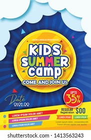 Kids Summer Camp Fest activities of banner poster design template for