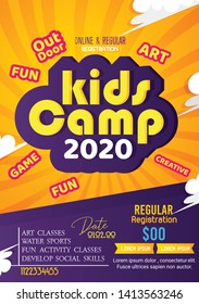 Kids Summer Camp Fest Activities Of Banner Poster Design Template For