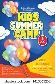 Kids Summer Camp Fest Activities Of Banner Poster Design Template For