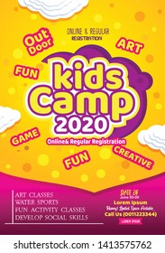 Kids Summer Camp Fest activities of of banner poster design template
