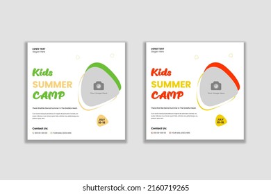 Kids Summer Camp Social Media Post Banner Template