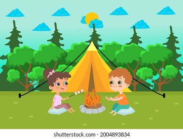 Kids summer camp vector background 