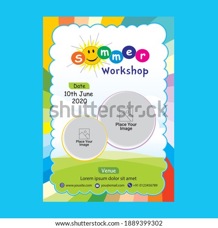 Kids summer camp workshop flyer poster template