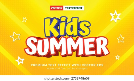 Kids Summer Cartoon 3D Text Effect – Editable Bright Vector Typography