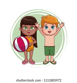 Kids at summer with swim suit