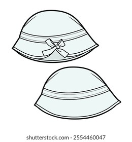 Kids sun hats mockup template vector illustration.