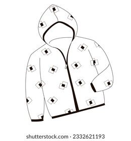 kids sun protective long sleeve hoody black and white linear vector illustration