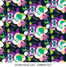 Kids sweamwear underwear vectorel I robot seamless pattern