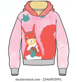 kids sweatshirt design. squirrel pattern and more