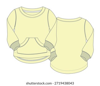 Kids sweatshirts vector mockup template technical flat design.