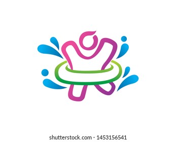 Kids Swim Logo Template Design Vector, Emblem, Design Concept, Creative Symbol, Icon