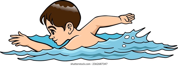 Kids Swimming Images vector illustration isolated on white background