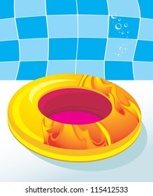 Kids swimming mattress by the pool. Vector