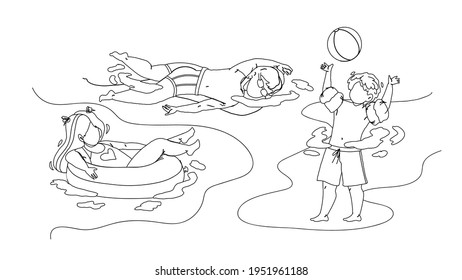 kids swimming drawing