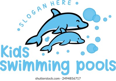 Kinderschwimmbad-Logo-Design mit editierbarer Vektorgrafik-Datei