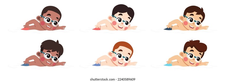 Kids Swimming Using Googles with Water Splash
