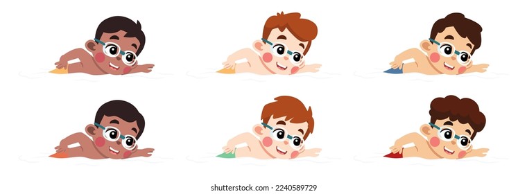 Kids Swimming Using Googles with Water Splash