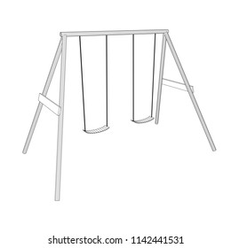 Kids swing model. Wireframe low poly mesh vector illustration