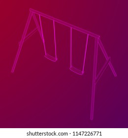 Kids swing model. Wireframe low poly mesh vector illustration