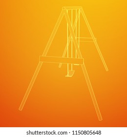 Kids swing model. Wireframe low poly mesh vector illustration