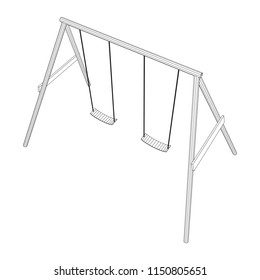 Kids swing model. Wireframe low poly mesh vector illustration