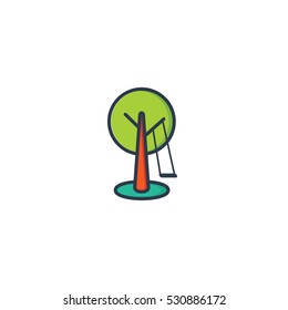 Kids Swing Tree  Vector Logo Design Element