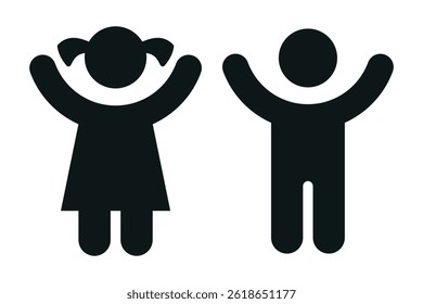 Kids symbol black color on white background.Child vector icon.
