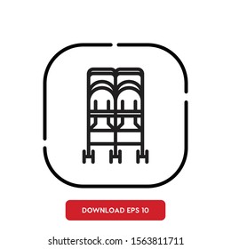 Kids symbol, stroller outline vector icon