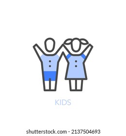 Kids symbol with two happy children. Easy to use for your website or presentation.