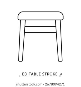 Um ícone de tabela de filhos em estilo minimalista com traçado editável. Símbolo de mobiliário infantil, elemento de quarto de crianças, objeto pré-escolar, conceito de estudo, pictograma de decoração de casa, design de mesa pequena, gráfico interior.