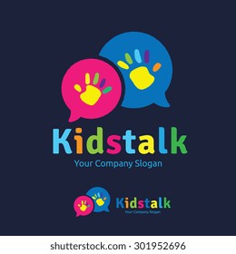 Kids Talk Vector Logo Template.