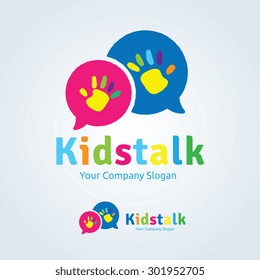 Kids Talk Vector Logo Template.