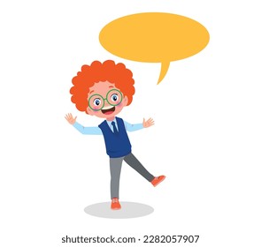 Niños hablando con una burbuja de habla.
