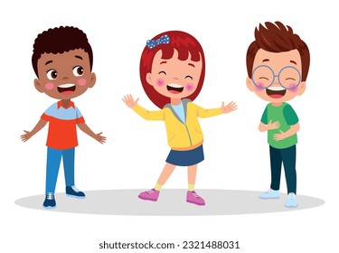 Kids talking with a speech bubble.